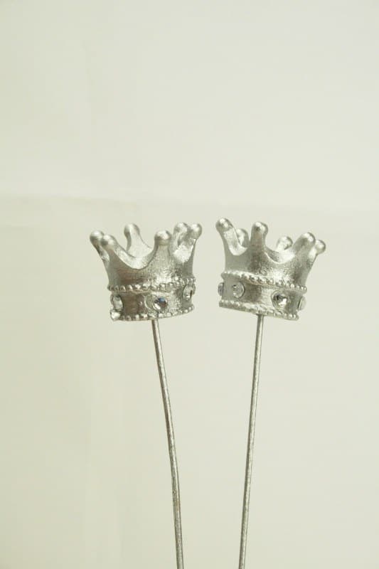 Dekostecker mit silberner Krone, ca. 21 cm - weihnachten-dekoaccessoires, dekoaccessoires